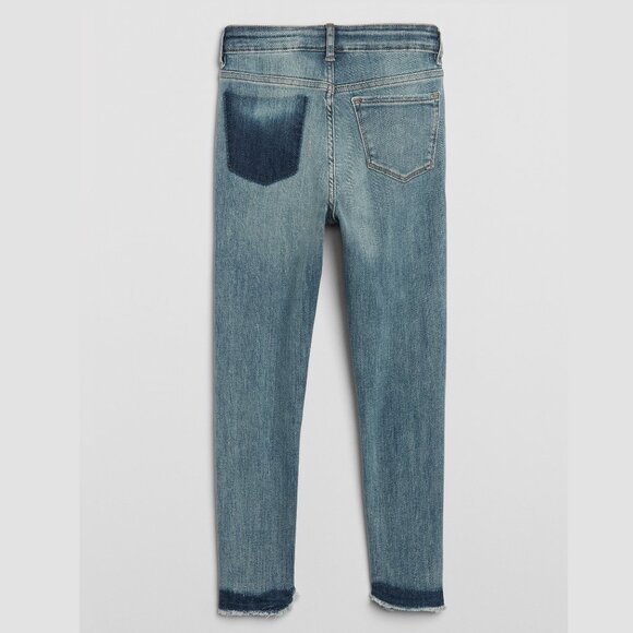 NEW Gap Kids Stretch High Rise Patch Ankle Crop Jeggings Leggings Raw Hem Jean - Picture 2 of 2